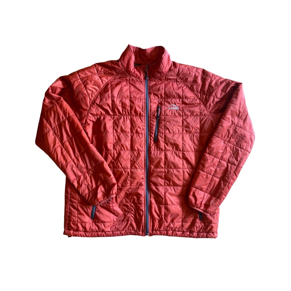 LL Bean Mens XXL Tall PrimaLoft‎ Stowaway Polartec Jacket Orange Puffer Gorpcore